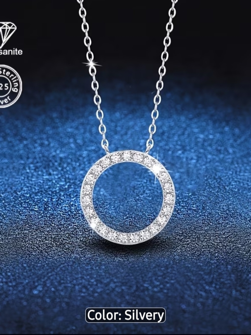 Sterling Silver Circle Pendant Necklace - Silvery